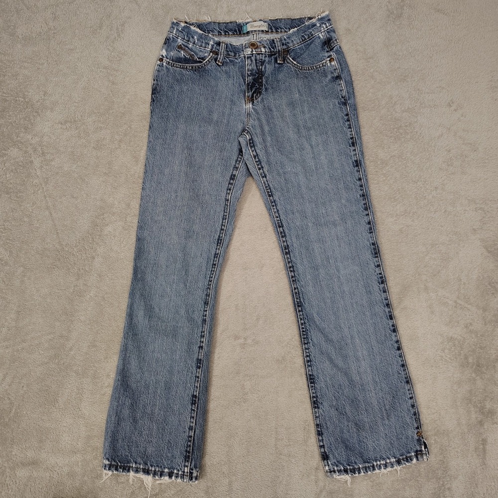 Wrangler Jeans Women's Cowgirl Cut Cash 5/6x29 Low Rise Blue Distress Western